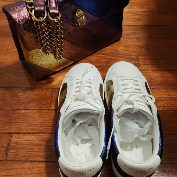 Kurt Geiger White and Gold Sneakers - Picture 2 of 3